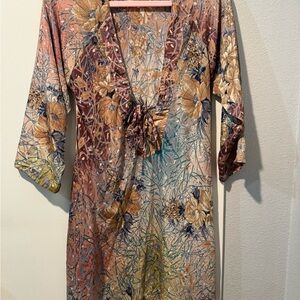 India Boutique Floral Kimono with Earthy Tones